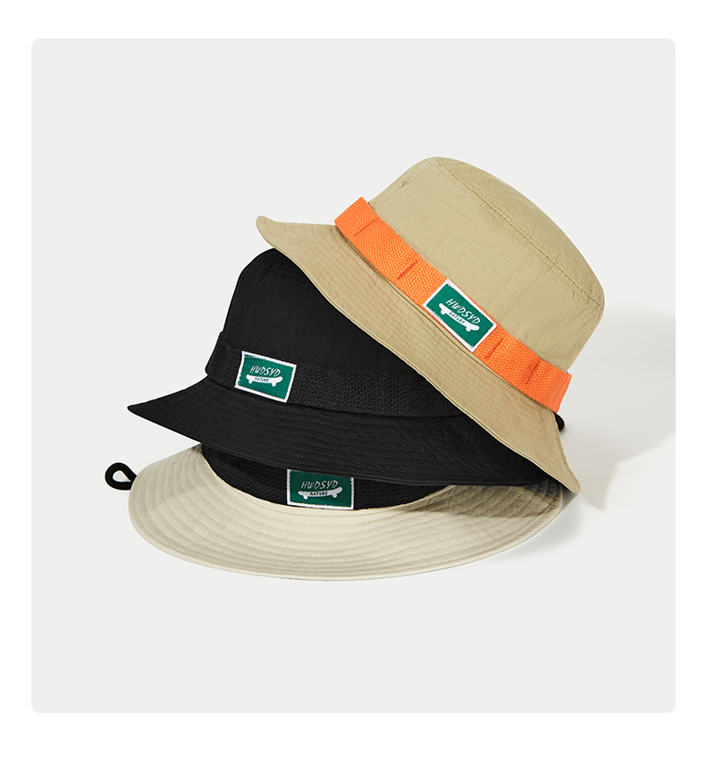 custom color blocked patch embroidered quick dry waterproof bucket hat with strap