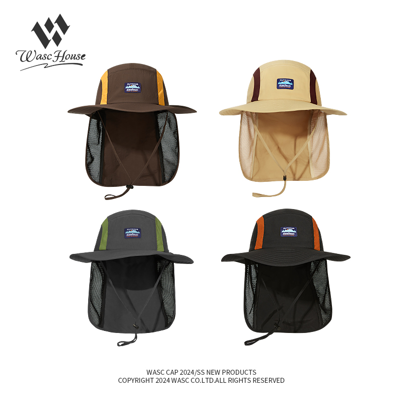 Custom Logo Embroidered Waterproof Sun Protection Bucket Hat With Wind Strap
