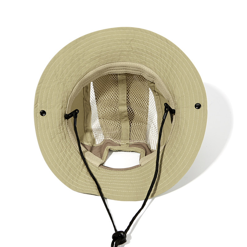 custom embroidered quick dry waterproof sun protection bucket hat with wind strap