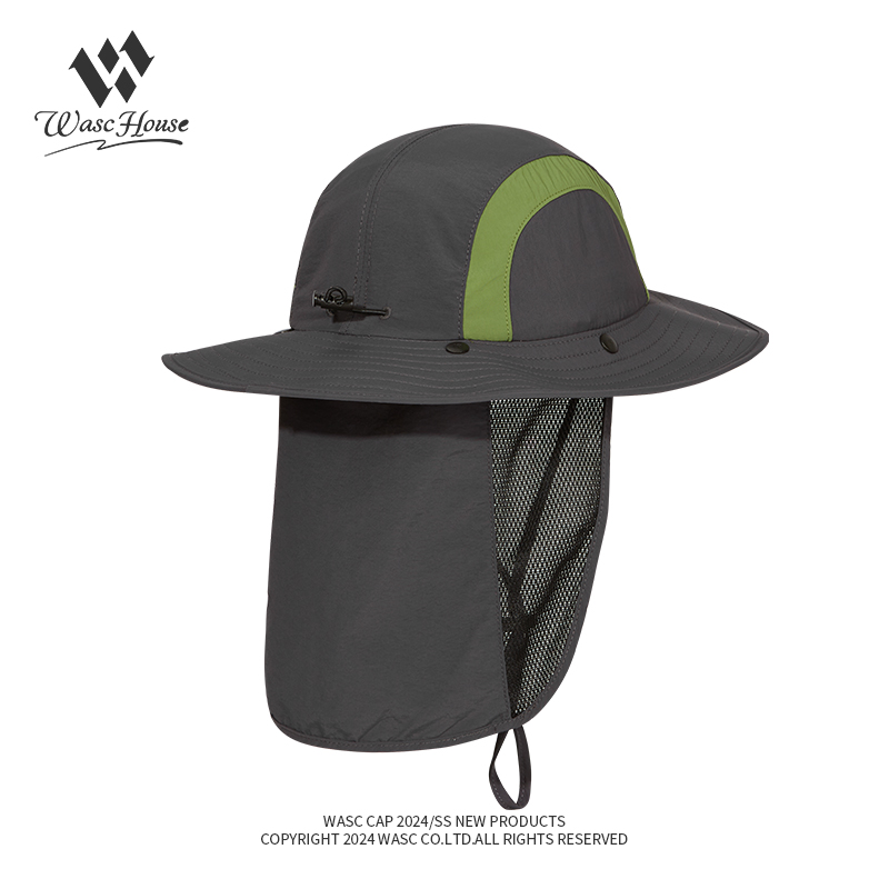 custom logo embroidered waterproof sun protection bucket hat with wind strap