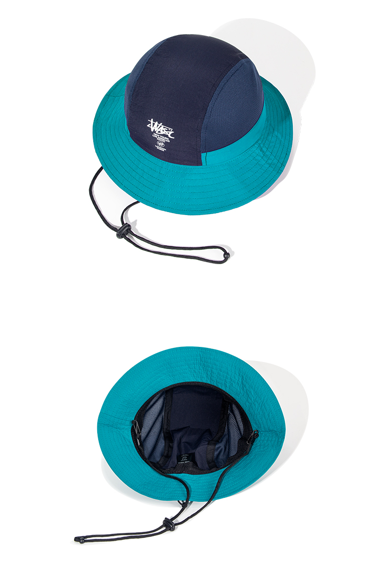 custom embroidered mesh waterproof quick dry bucket hat with wind strap