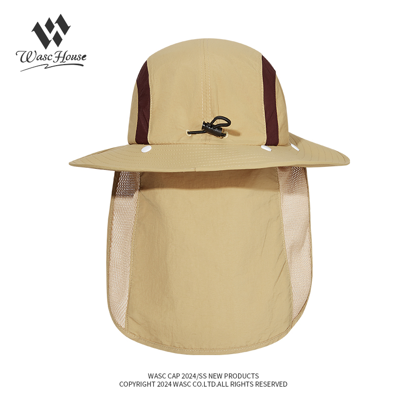 custom logo embroidered waterproof sun protection bucket hat with wind strap