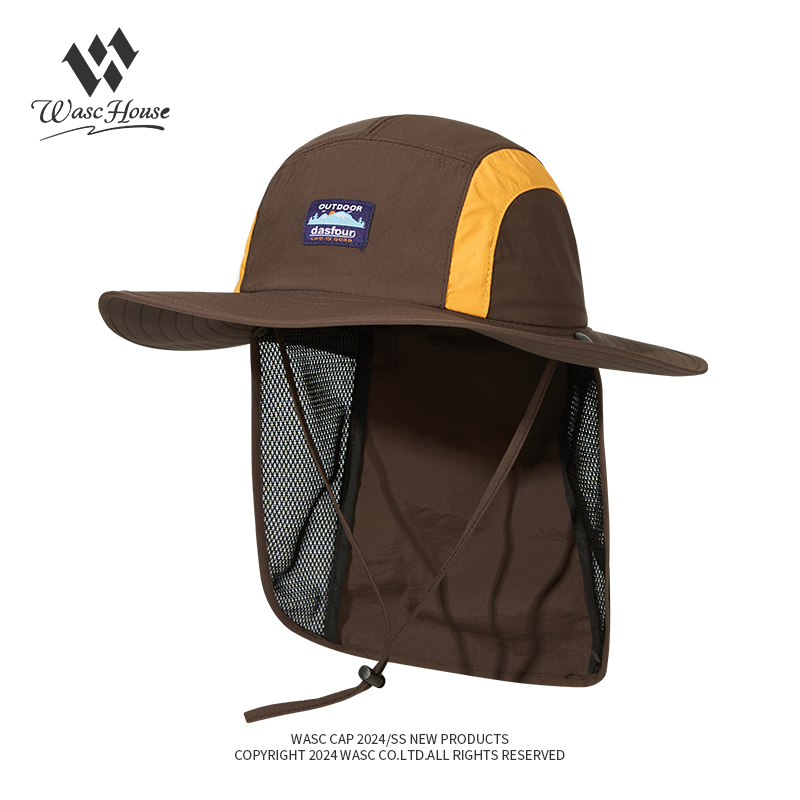 custom logo embroidered waterproof sun protection bucket hat with wind strap