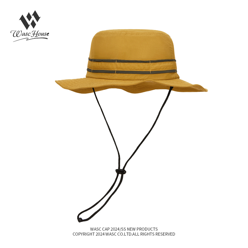 custom striped bucket hat with wind strap, quick dry, waterproof & sun protection