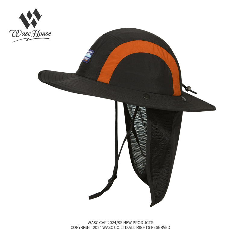 custom logo embroidered waterproof sun protection bucket hat with wind strap