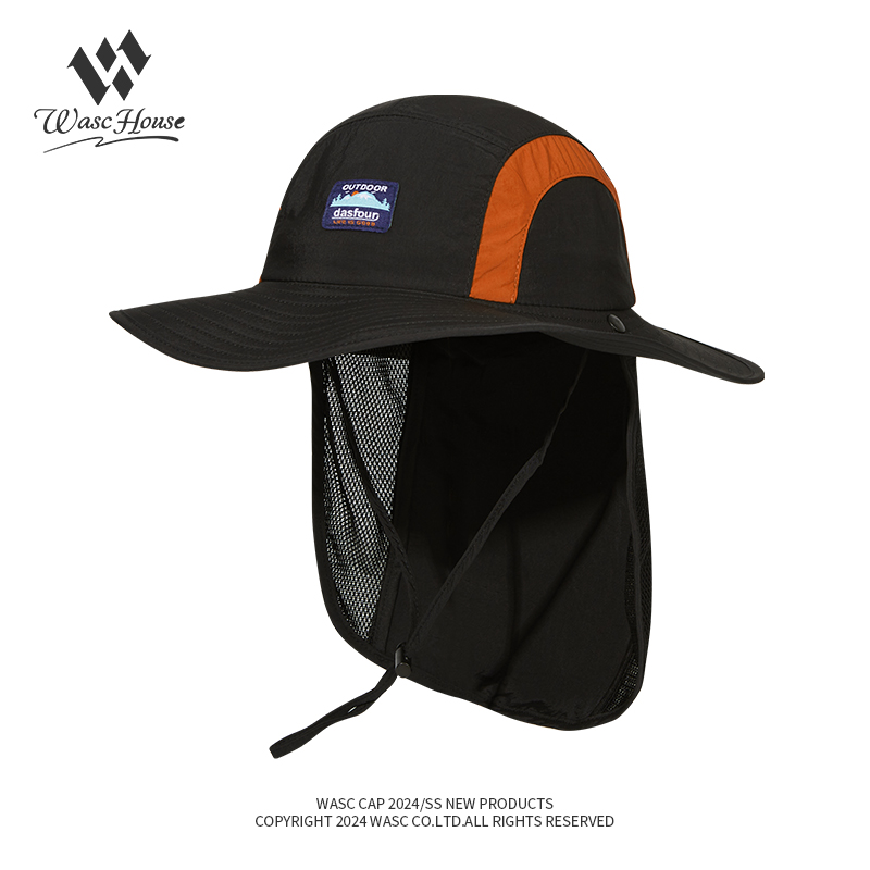 custom logo embroidered waterproof sun protection bucket hat with wind strap