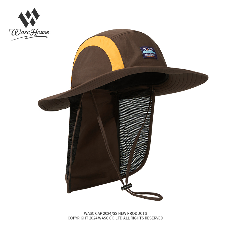 custom logo embroidered waterproof sun protection bucket hat with wind strap