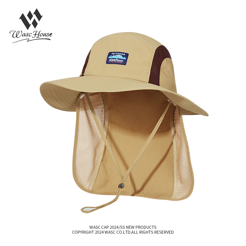 custom logo embroidered waterproof sun protection bucket hat with wind strap