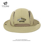 custom embroidered quick dry waterproof sun protection bucket hat with wind strap