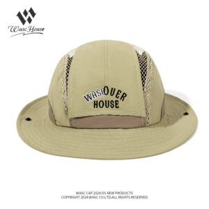 custom embroidered quick dry waterproof sun protection bucket hat with wind strap