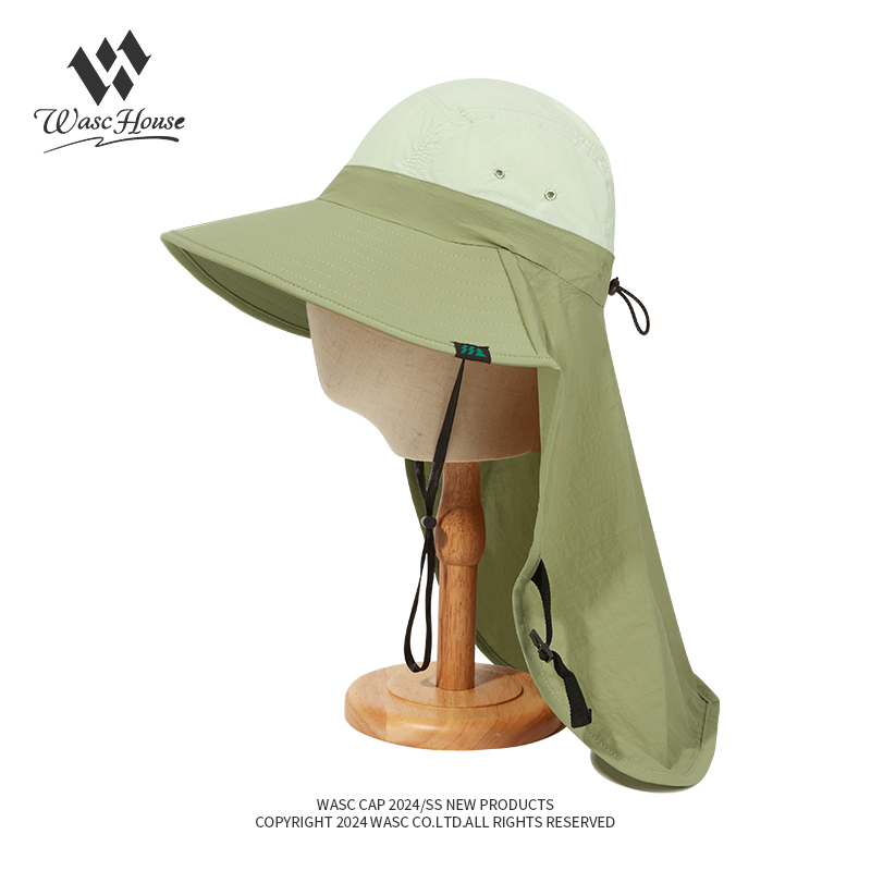 custom color blocked bucket hat with wind strap, quick dry, waterproof, sun protection & foldable