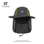 custom logo embroidered waterproof sun protection bucket hat with wind strap