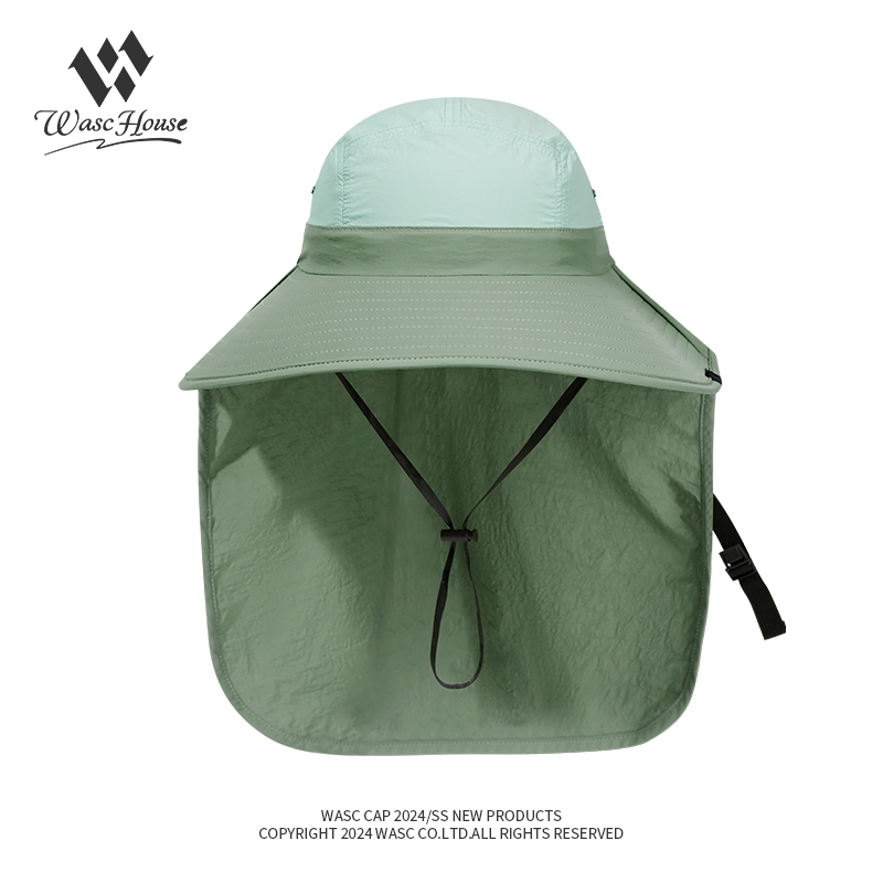custom color blocked bucket hat with wind strap, quick dry, waterproof, sun protection & foldable