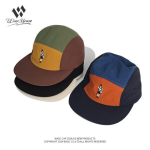 custom color blocked embroidered waterproof quick dry five panel cap