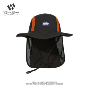 custom logo embroidered waterproof sun protection bucket hat with wind strap