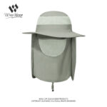 custom neck flap mesh bucket hat with wind strap, quick dry, breathable & sun protection