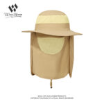 custom neck flap mesh bucket hat with wind strap, quick dry, breathable & sun protection