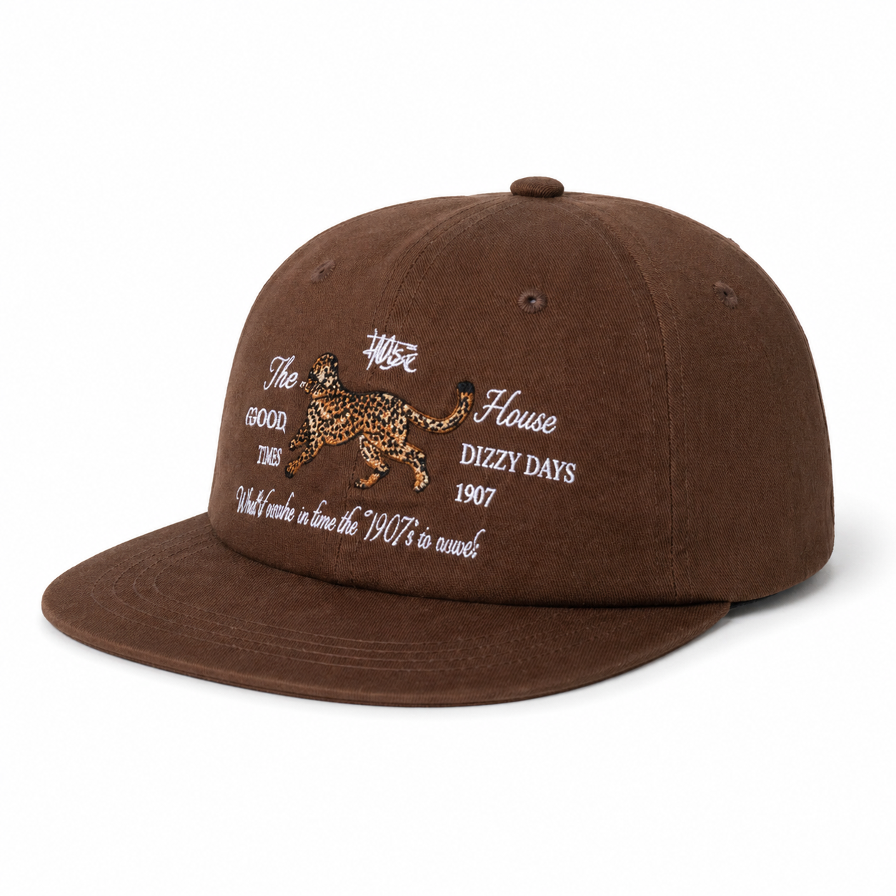 custom leopard embroidered flat brim baseball cap
