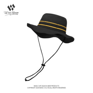custom striped bucket hat with wind strap, quick dry, waterproof & sun protection