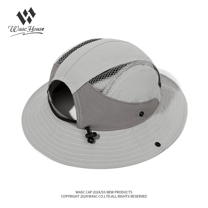 custom embroidered quick dry waterproof sun protection bucket hat with wind strap