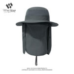 custom neck flap mesh bucket hat with wind strap, quick dry, breathable & sun protection