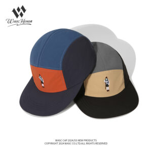 custom color blocked embroidered waterproof quick dry five panel cap