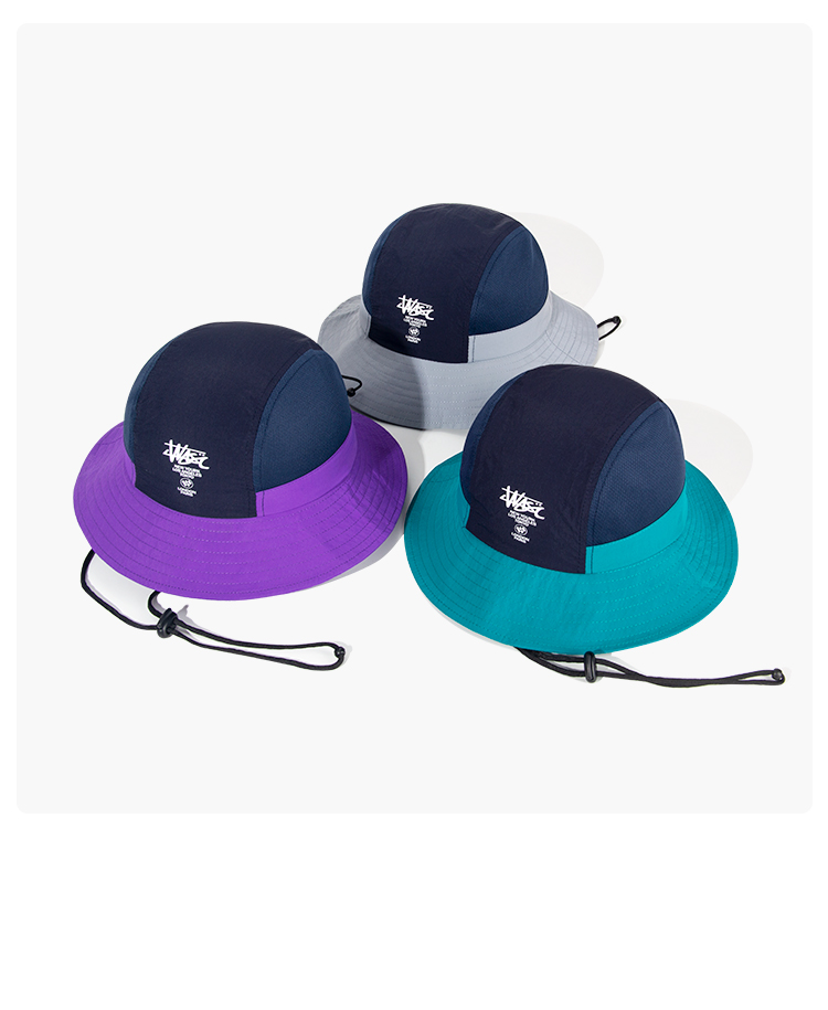 custom embroidered mesh waterproof quick dry bucket hat with wind strap