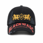 custom distressed ripped edge printed & embroidered baseball cap