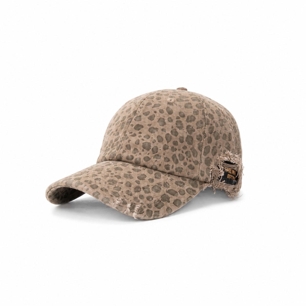custom leopard denim distressed embroidery baseball cap