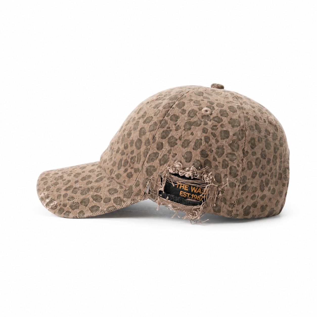custom leopard denim distressed embroidery baseball cap