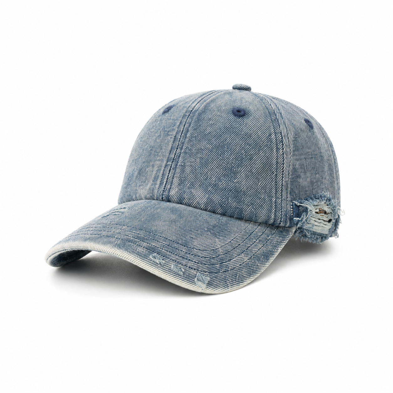 custom leopard denim distressed embroidery baseball cap