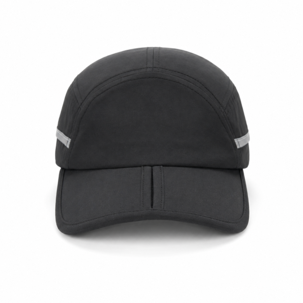solid color reflective stripe split brim five panel cap custom