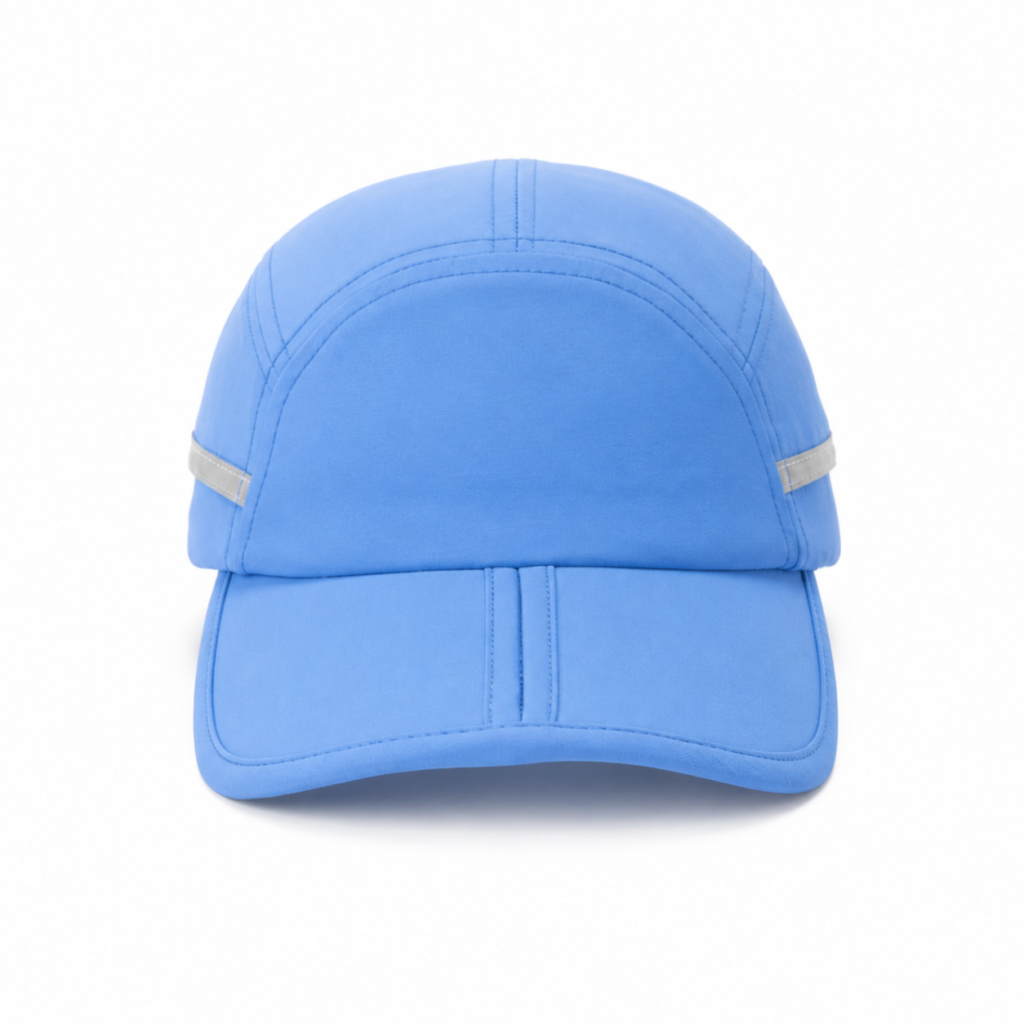 solid color reflective stripe split brim five panel cap custom