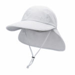 solid color small logo neck flap sun hat