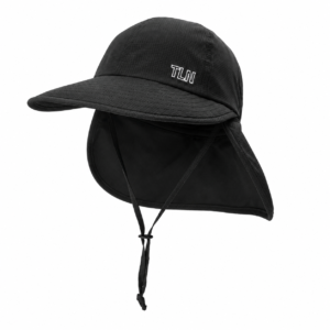 solid color small logo neck flap sun hat