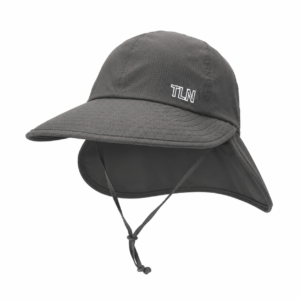 solid color small logo neck flap sun hat