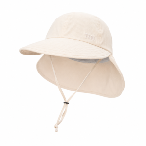 solid color small logo neck flap sun hat