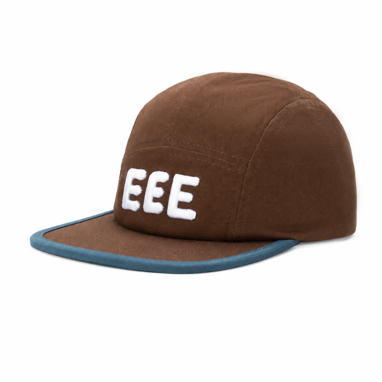 custom striped edge cargo pocket embroidered 5 panel cap