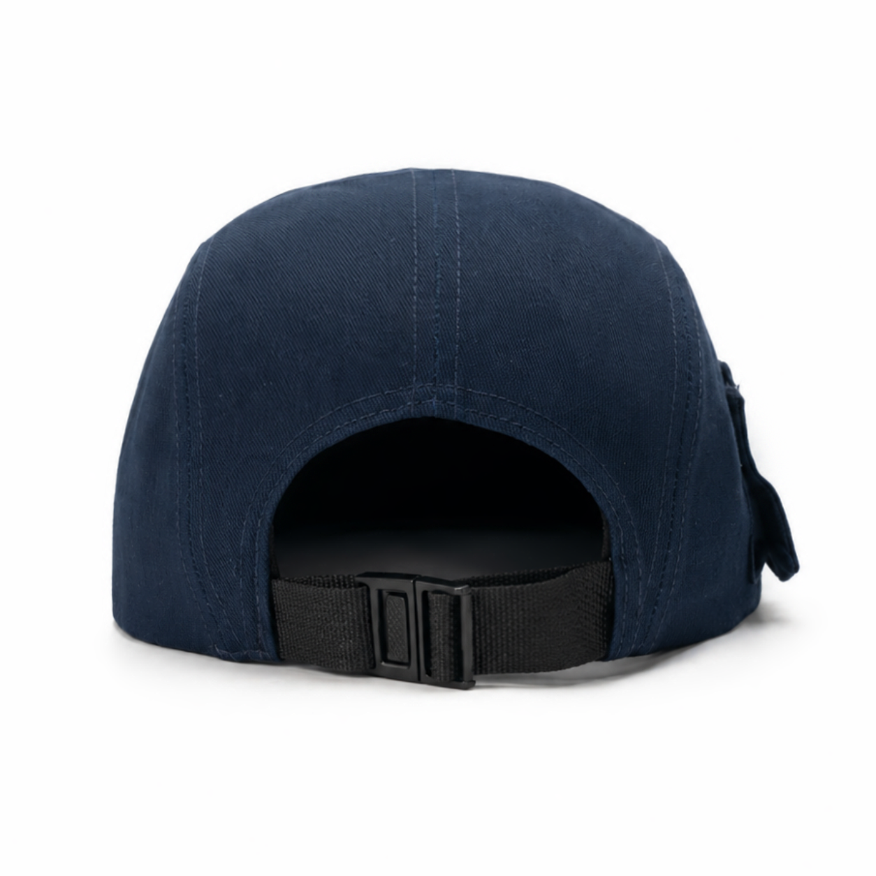 custom striped edge cargo pocket embroidered 5 panel cap