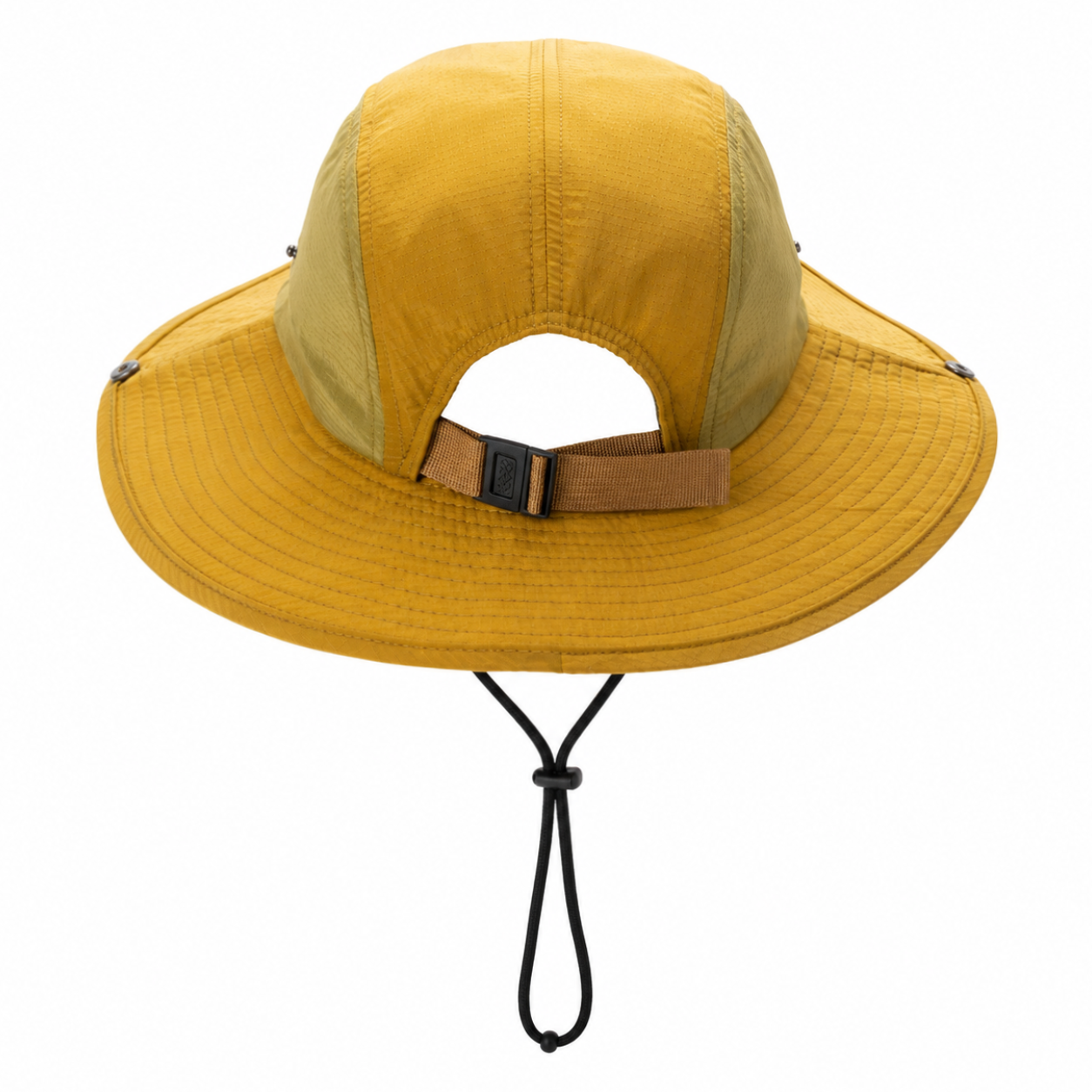 custom color blocked mesh bucket hat with wind strap, breathable, sun protection & waterproof