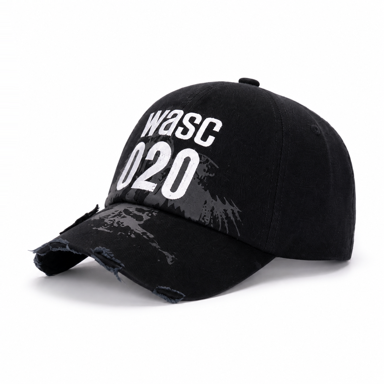 Custom Distressed Ripped Edge Velcro Embroidered Baseball Cap