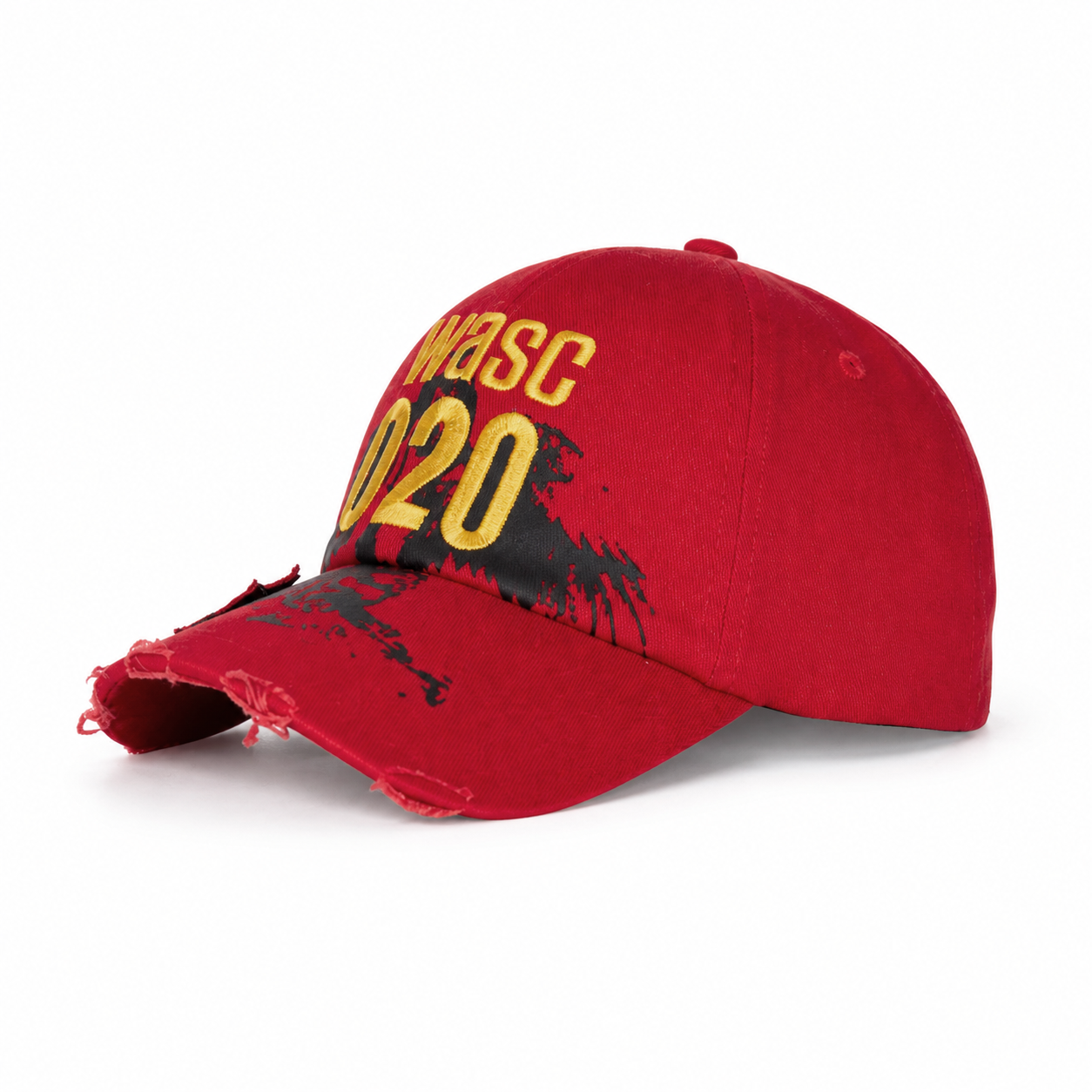 Custom Distressed Ripped Edge Velcro Embroidered Baseball Cap