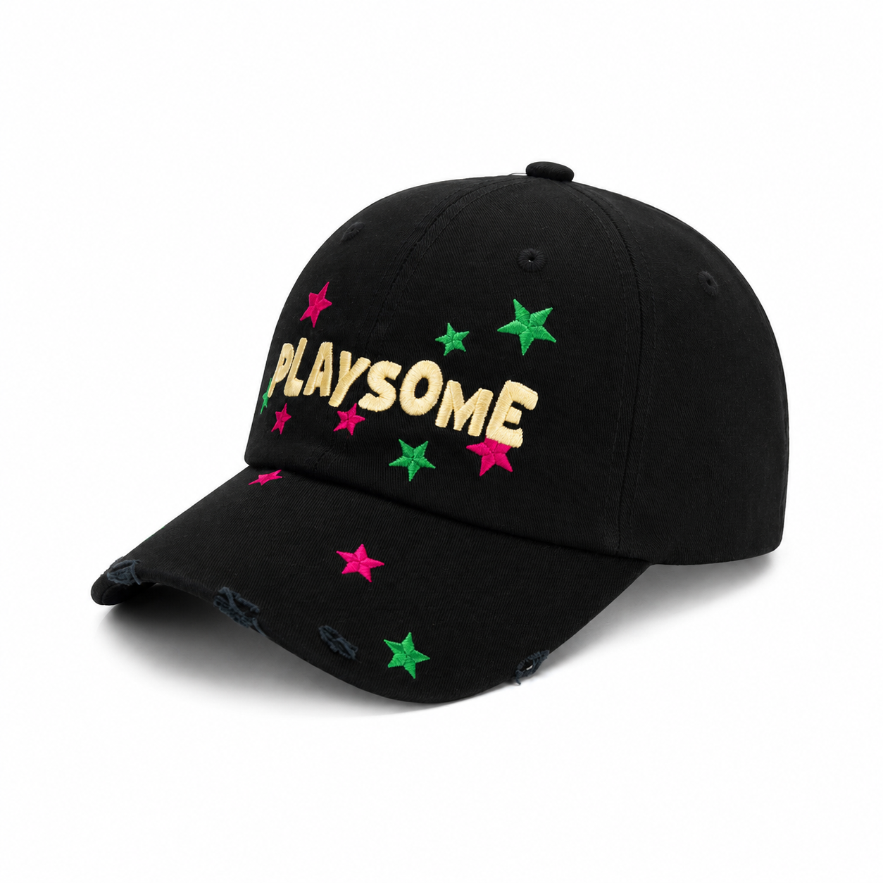custom star 3d embroidery distressed ripped baseball cap