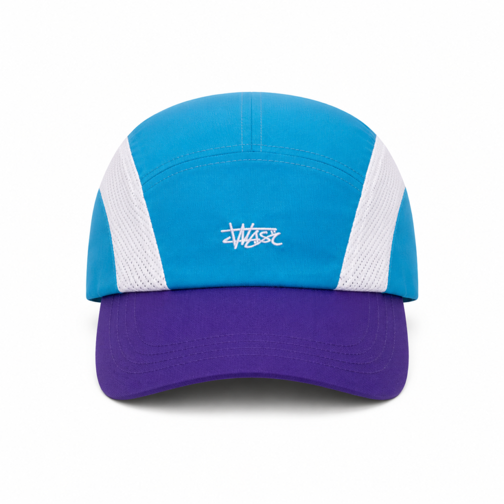 custom color blocked embroidered waterproof quick dry five panel cap