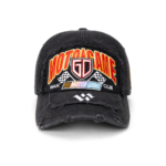 custom racing style distressed ripped edge embroidered baseball cap