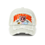 custom racing style distressed ripped edge embroidered baseball cap