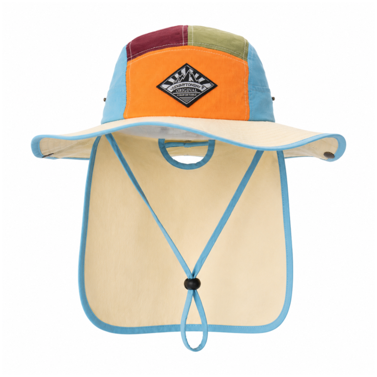 custom color blocked patch logo sun protection waterproof foldable bucket hat