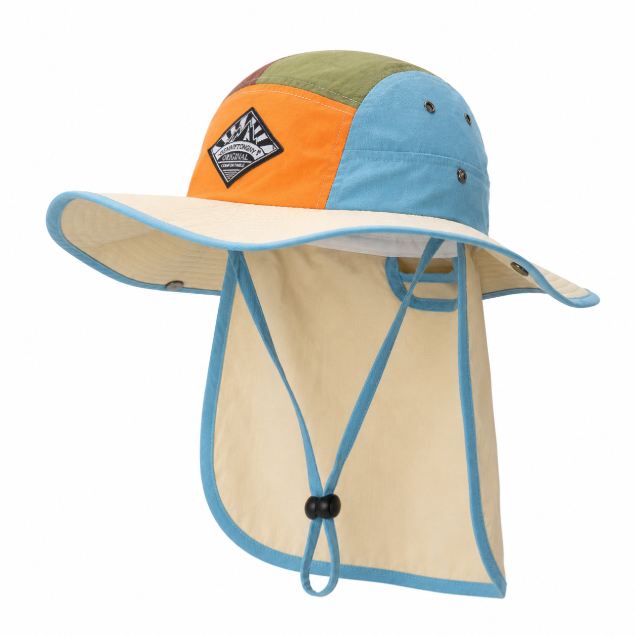 custom color blocked patch logo sun protection waterproof foldable bucket hat