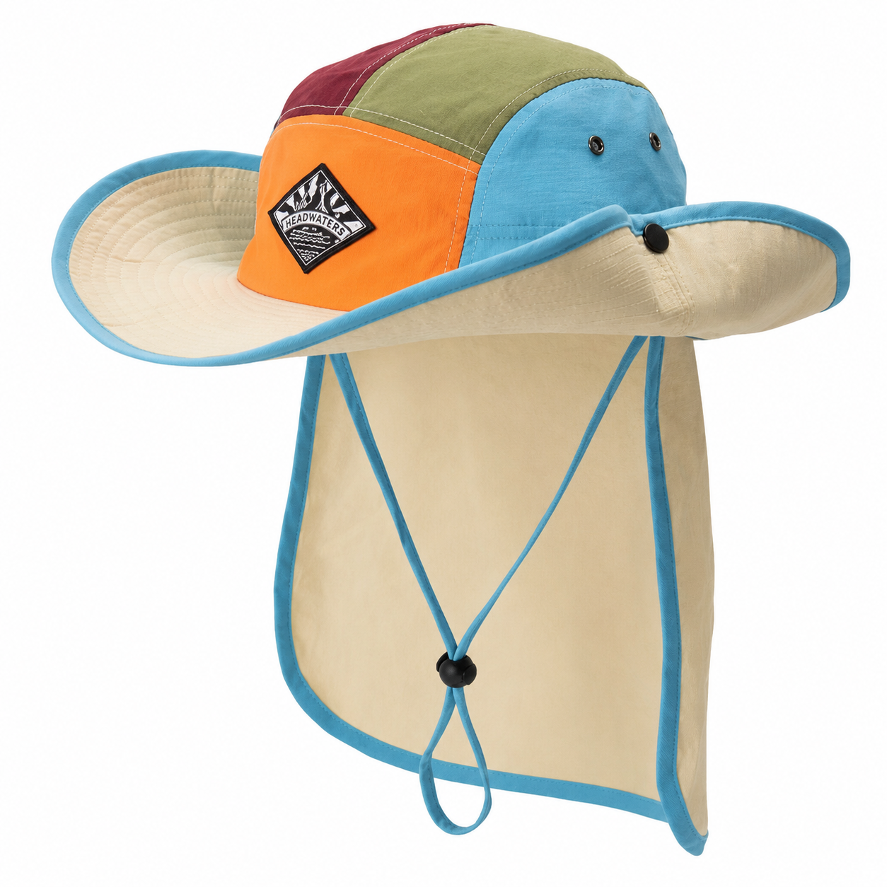 custom color blocked patch logo sun protection waterproof foldable bucket hat