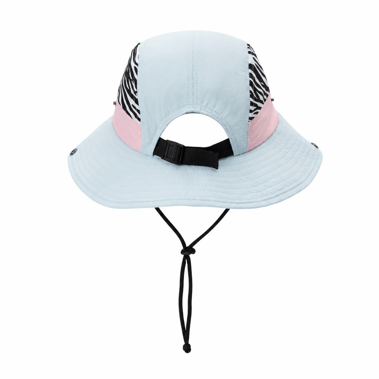 custom leopard print embroidered patch bucket hat with wind strap, quick dry, waterproof & sun protection